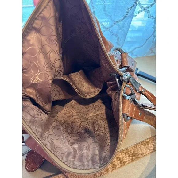 Fossil Long Live Vintage 1954 Cognac Brown Leather Hobo Shoulder Bag Large *flaw - Picture 7 of 8
